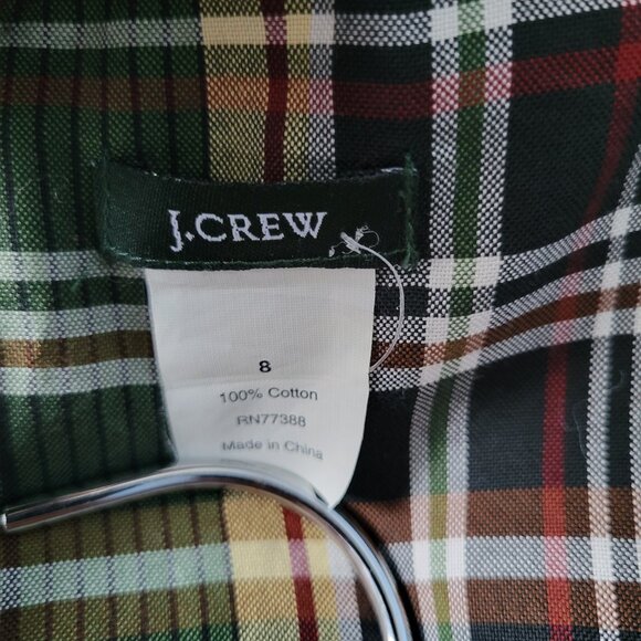 J. Crew Lia Plaid Ruffle Peplum Blouse Green Red 8 - Picture 14 of 14
